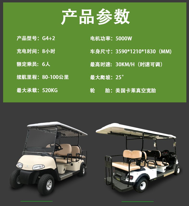 G4+2 电动高尔夫观光车看房车景区楼盘物业度假村(图5)